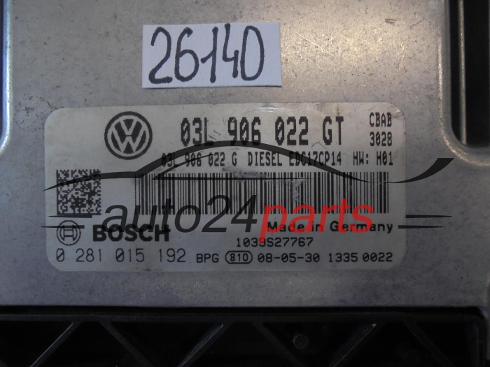 Calculateur Moteur VOLKSWAGEN BOSCH 0281015192 03L906022GT EDC17CP14