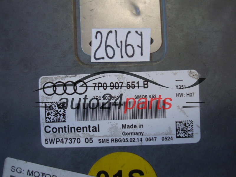 Centralina do motore VOLKSWAGEN 7P0907551B 5WP4737005 SIMOS 8.52