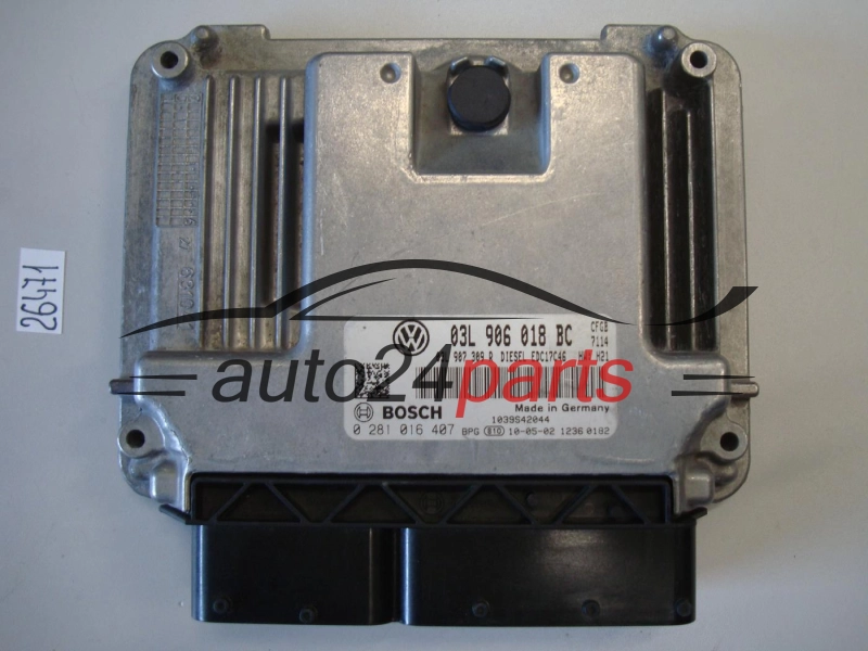 KOMPUTER STEROWNIK SILNIKA VW VOLKSWAGEN GOLF VI 2.0 TDI, BOSCH 0 281 016 407, BOSCH 0281016407, 03L 906 018 BC, 03L906018BC