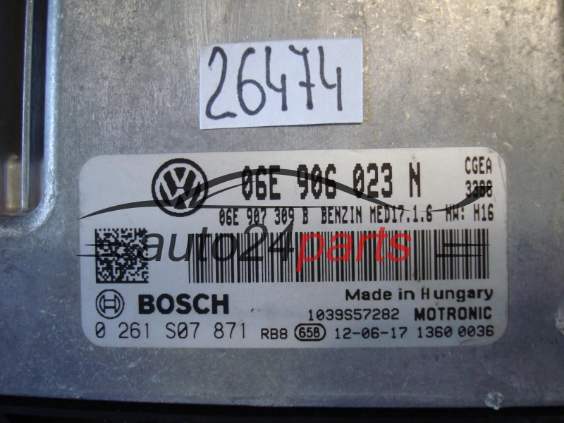 Μονάδα Ελέγχου Κινητήρα VOLKSWAGEN 0261S07871 06E906023N MED17.1.6