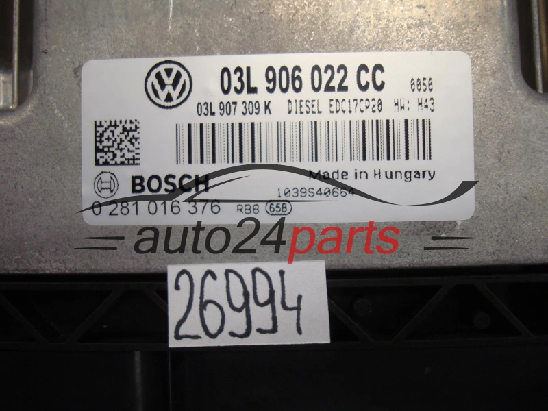 Sterownik silnika Volkswagen T5 T6 2.0 TDI 0281016376 03L906022CC – zdjęcie 2