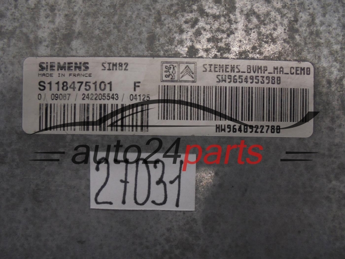 STEROWNIK SKRZYNI AUTOMATYCZNEJ CITROEN PEUGEOT S118475101F SW99654953980 HW9640922780 SIM82