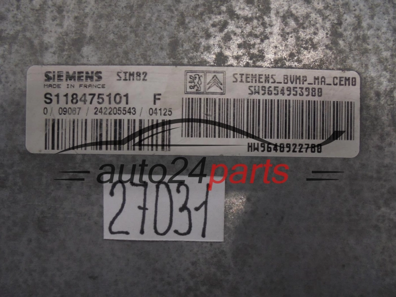 CITROEN PEUGEOT S118475101F SW99654953980 HW9640922780 SIM82