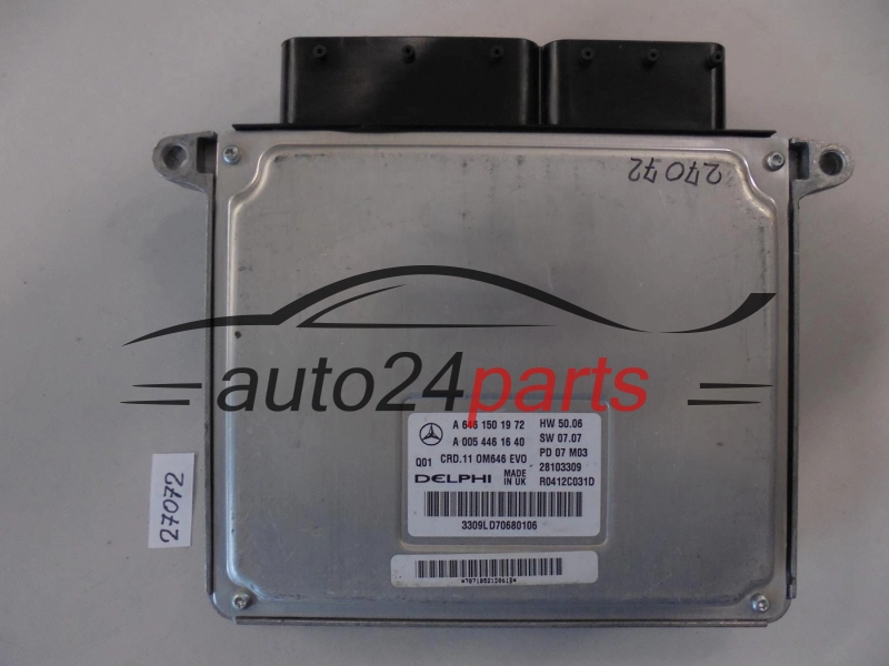 KOMPUTER STEROWNIK SILNIKA MERCEDES W208 220 CDI A6461501972, A 646 150 19 72, 6461501972, A0054461640, A 005 446 16 40, 0054461640, DELPHI R0412C031D 28103309, Q01 CRD.11 0M646 EVO