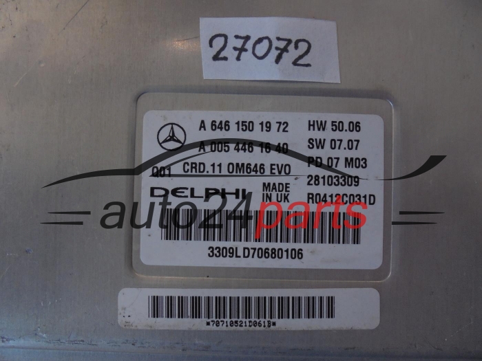 MERCEDES W208 220 CDI A6461501972, A 646 150 19 72, 6461501972, A0054461640, A 005 446 16 40, 0054461640, DELPHI R0412C031D 28103309, Q01 CRD.11 0M646 EVO