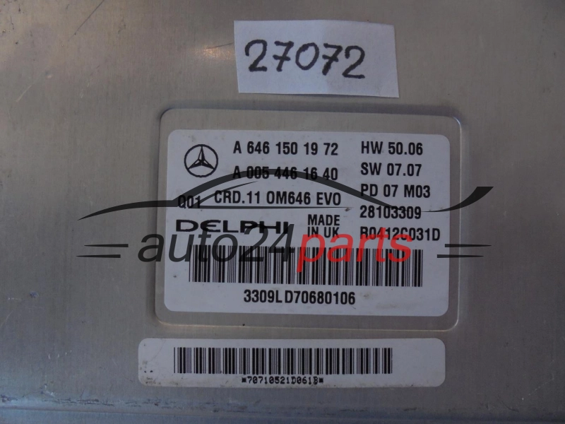 MERCEDES W208 220 CDI A6461501972, A 646 150 19 72, 6461501972, A0054461640, A 005 446 16 40, 0054461640, DELPHI R0412C031D 28103309, Q01 CRD.11 0M646 EVO
