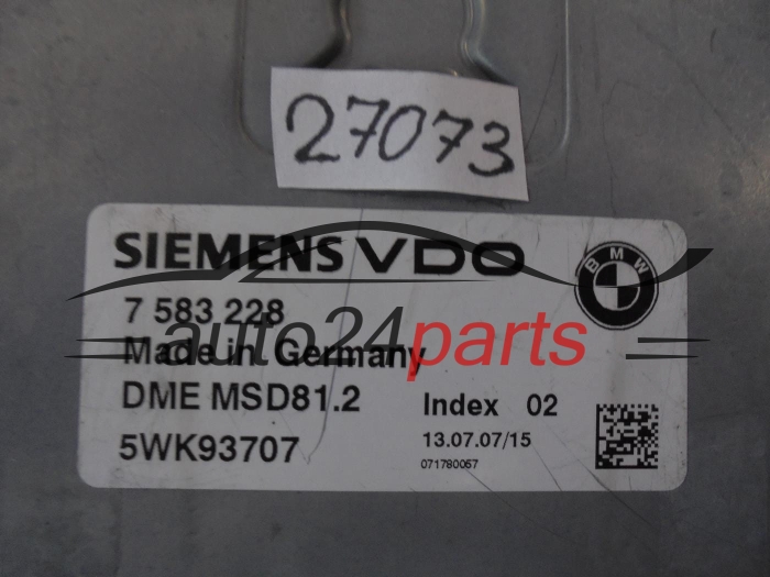 BMW 7583228 5WK93707 DME MSD81.2