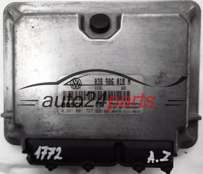 ECU ENGINE CONTROLLER VW VOLKSWAGEN PASSAT 1.9 TDI 038 906 018 N, 038906018N, BOSCH 0 281 001 727, 0281001727, 26SA3667