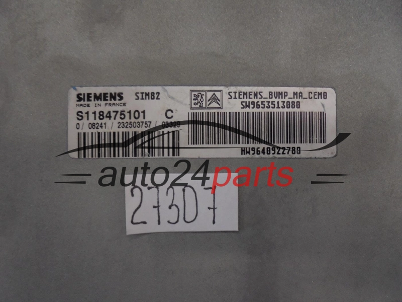STEROWNIK SKRZYNI AUTOMATYCZNEJ CITROEN PEUGEOT S118475101C SW 9653513080 HW 9640922780 SIM82