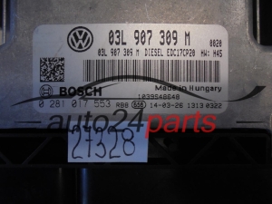 KOMPUTER STEROWNIK SILNIKA VW VOLKSWAGEN T5 TRANSPORTER 2.0 TDI, BOSCH 0 281 017 553, BOSCH 0281017553, 03L 907 309 M, 03L907309M