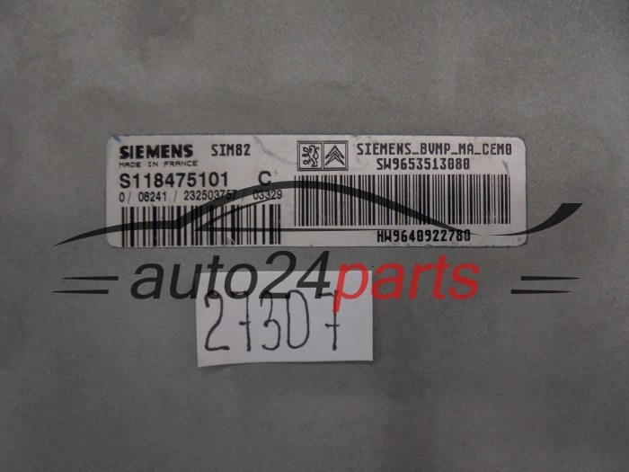 CITROEN PEUGEOT S118475101C SW 9653513080 HW 9640922780 SIM82