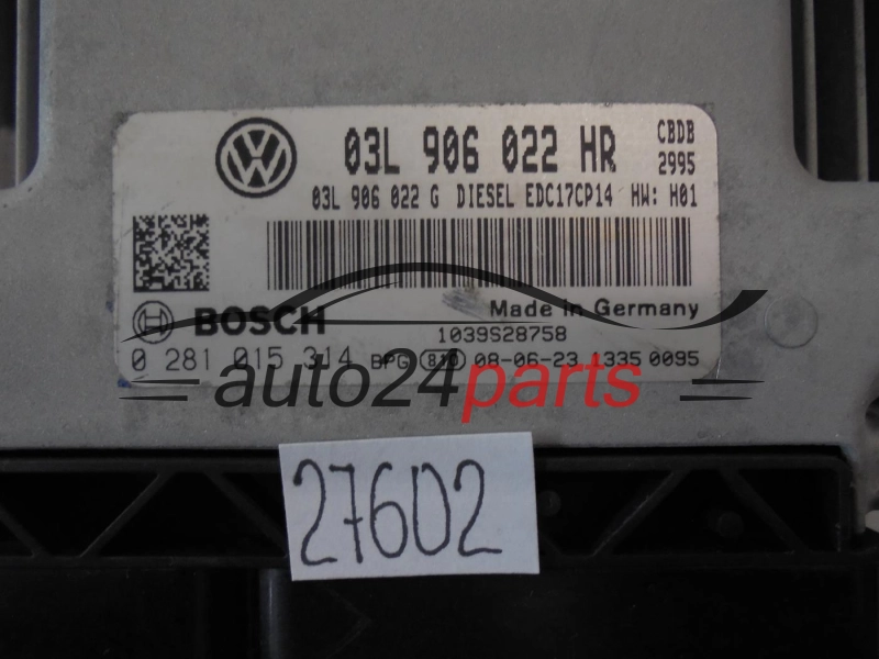 Calculateur Moteur VOLKSWAGEN 0281015314 03L906022HR EDC17CP14