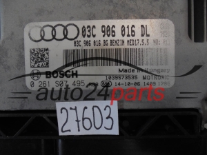 KOMPUTER STEROWNIK SILNIKA AUDI VW BOSCH 0 261 S07 495, 0261S07495, 03C906016 DL, MED17.5.5