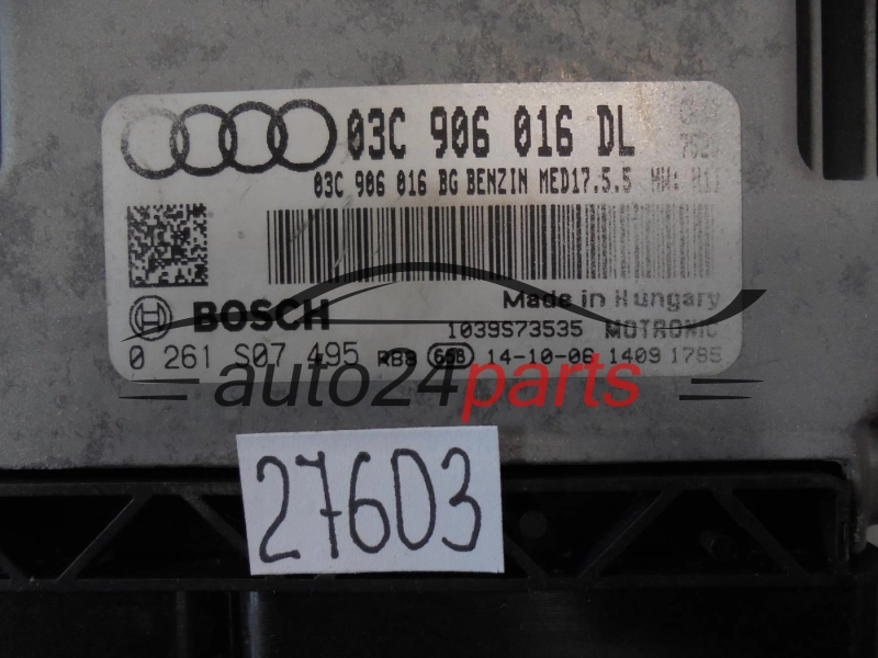KOMPUTER STEROWNIK SILNIKA AUDI VW BOSCH 0 261 S07 495, 0261S07495, 03C906016 DL, MED17.5.5
