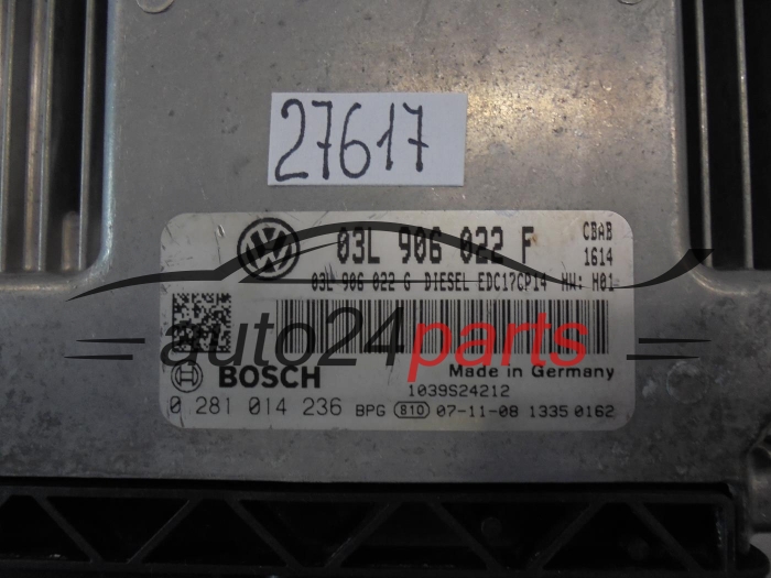 KOMPUTER STEROWNIK SILNIKA VW VOLKSWAGEN TIGUAN 2.0 TDI BOSCH 0 281 014 236, 0281014236, 03L 906 022F, 03L906022F, EDC17CP14