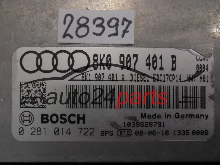 Centralita de motor Audi 0281014722 8K0907401B EDC17CP14