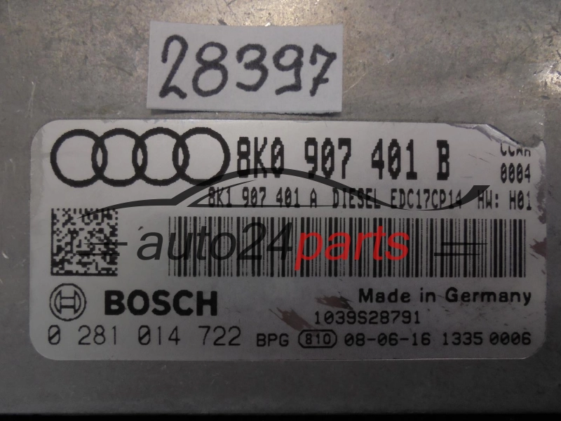 Komputer sterownik silnika Audi 0281014722 8K0907401B EDC17CP14