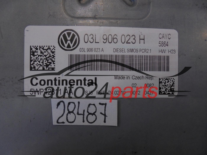 KOMPUTER STEROWNIK SILNIKA VW VOLKSWAGEN GOLF 1.6 TDI CONTINENTAL 5WP42811 AA, 5WP42811AA, 03L 906 023 H, 03L906023H, 03L906023A, PCR2.1