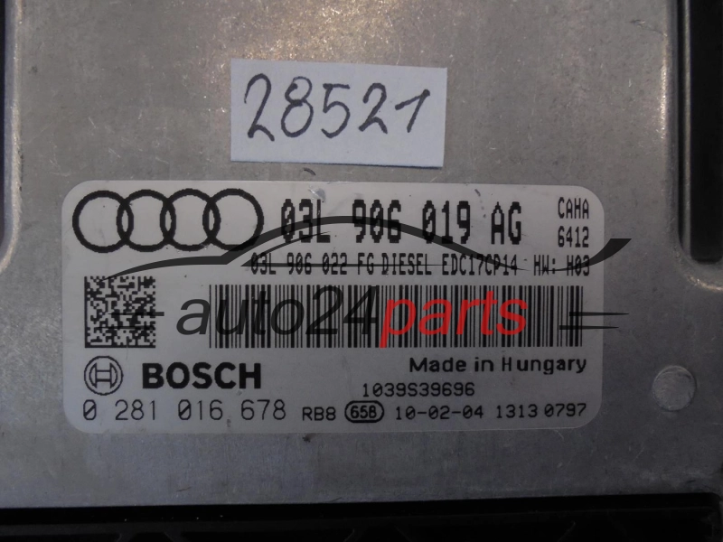 Centralita de motor Audi 0281016678 03L906019AG EDC17CP14