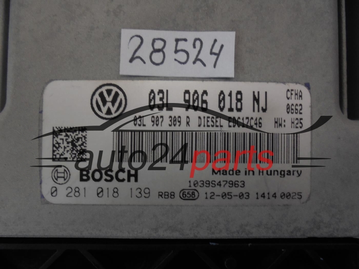 KOMPUTER STEROWNIK SILNIKA VW VOLKSWAGEN BOSCH 0 281 018 139, 0281018139, 03L 906 018 NJ, 03L906018NJ, EDC17C46