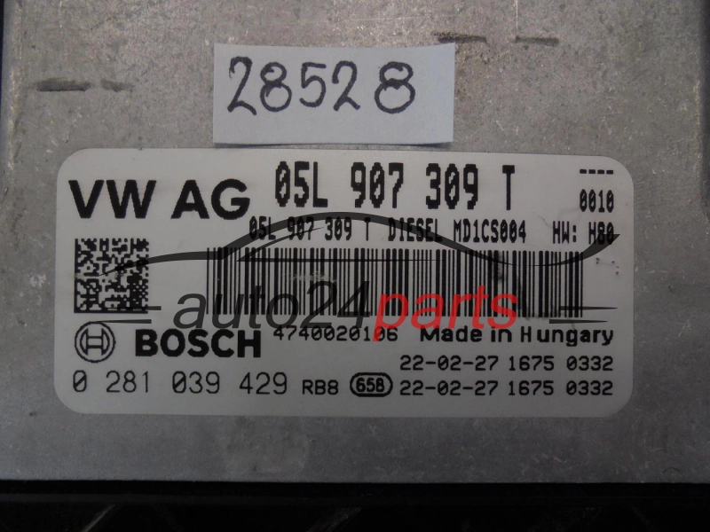 Centralita de motor VOLKSWAGEN AUDI SKODA 0281039429 05L907309T