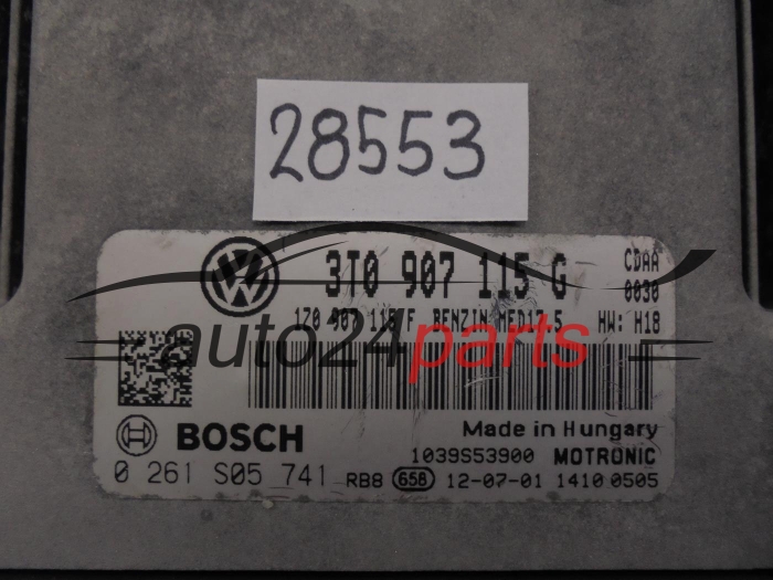 KOMPUTER STEROWNIK SILNIKA SKODA SUPERB 1.8 T BOSCH 0 261 S05 741, 0261S05741, 3T0 907 115 G, 3T0907115G