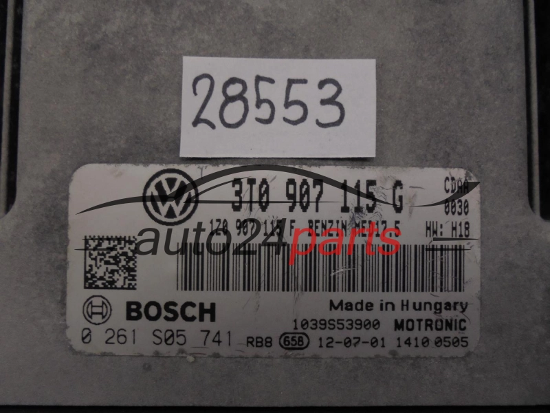 ECU Engine Controller SKODA SUPERB 1.8 T BOSCH 0261S05741 3T0907115G