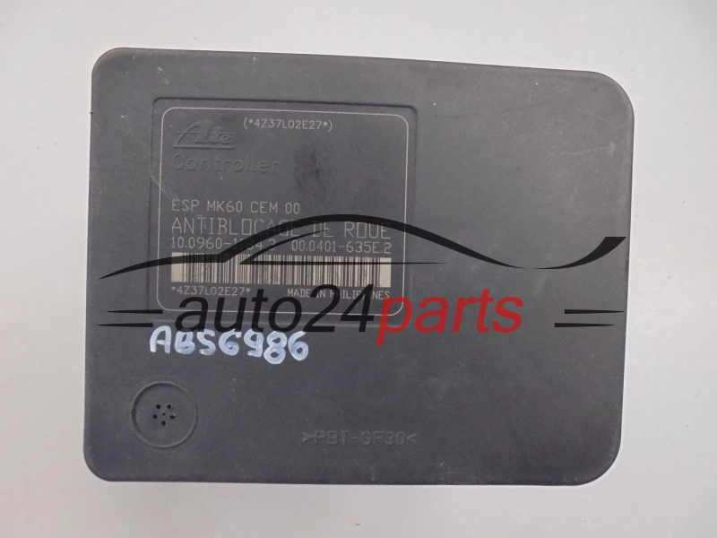 ABS POMPA I STEROWNIK CITROEN PEUGEOT 9663703980, 10.0399-2974.4, 10039929744, 10.0960-1184.3, 10096011843
