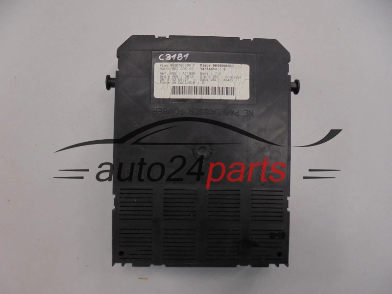 CENTRALKA MODUL STEROWNIK KOMFORTU BSI CITROEN PEUGEOT VALEO 9636760580 F, 9636760580F, 9644098380