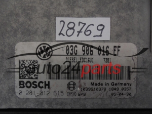 KOMPUTER STEROWNIK SILNIKA VW VOLKSWAGEN GOLF 1.9 TDI BKC 03G906016EF, 03G 906 016 EF BOSCH 0281012615, 0 281 012 615