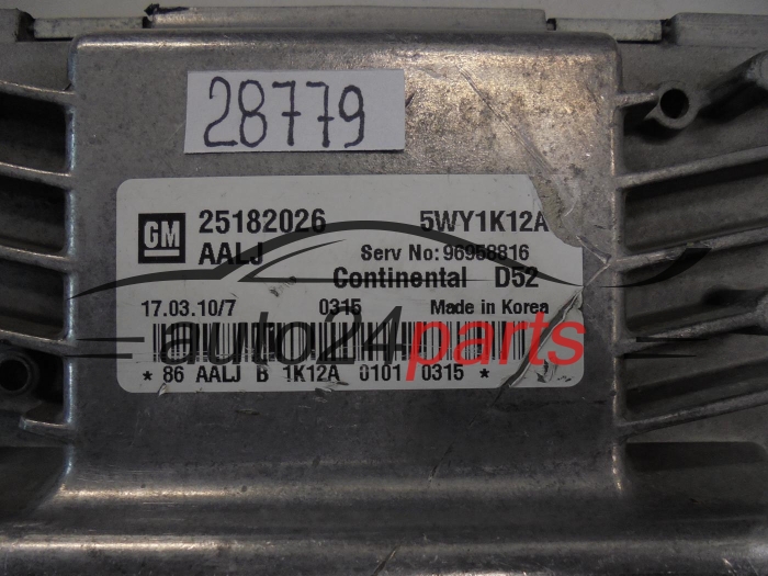 Centralina motore CHEVROLET SPARK 1.2 GM 25182026 AALJ CONTINENTAL 5WY1K12A D52