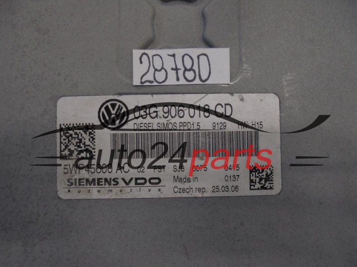 Sterownik silnika Volkswagen Passat 2.0 TDI 5WP45600AC 03G906018CD – zdjęcie 2