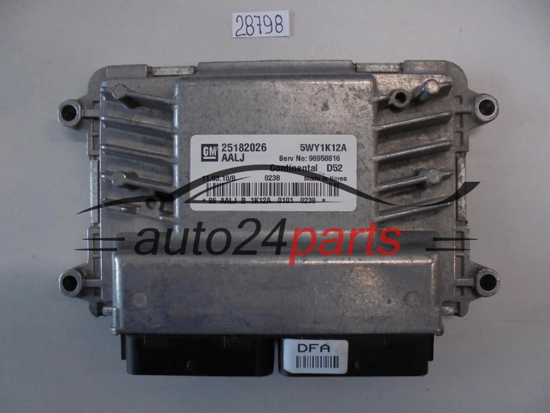 Centralita de motor CHEVROLET SPARK 1.2 GM 25182026 AALJ CONTINENTAL 5WY1K12A D52