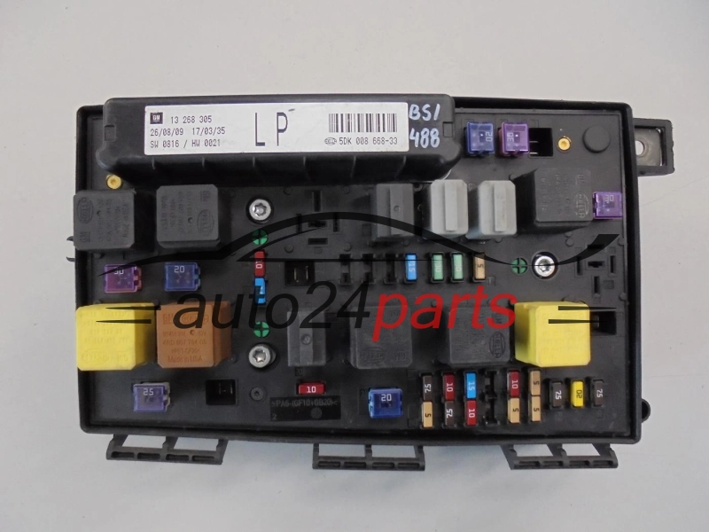 SKRZYNKA ELEKTRYCZNA PRZEKAŻNIKÓW I BEZPIECZNIKÓW MODUŁ NADWOZIA CENTRALKA KOMFORTU BSI OPEL ASTRA H ZAFIRA B GM 13 268 305 LP, 13268305 LP, 5DK008668-33, 5DK00866833