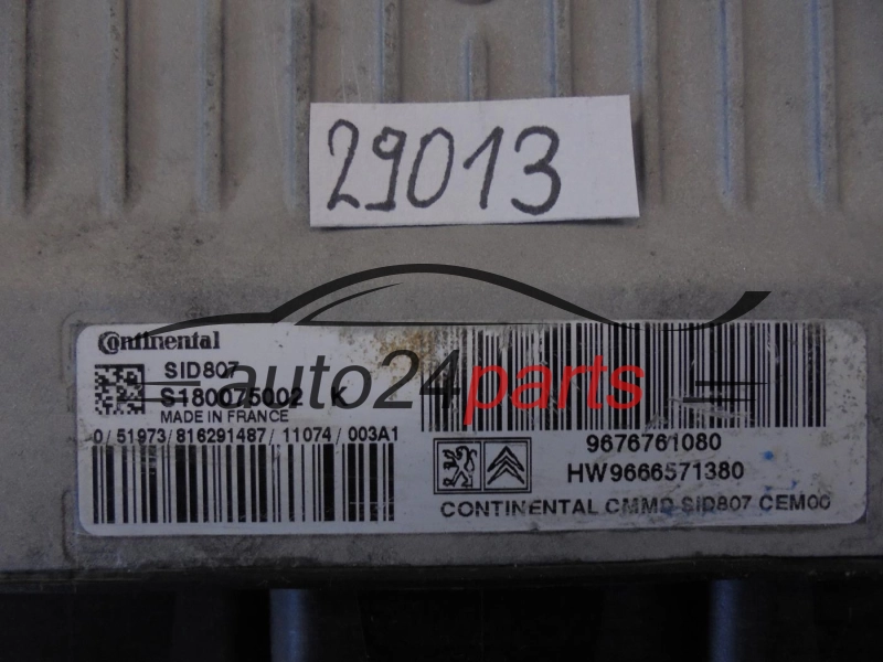 KOMPUTER STEROWNIK SILNIKA PEUGEOT S180075002 K, S180075002K, 9676761080, HW9666571380, SID807