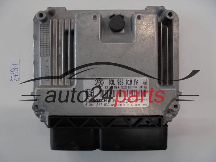 KOMPUTER STEROWNIK SILNIKA VW VOLKSWAGEN TIGUAN 2.0 TDI 03L906018FA, 03L 906 018 FA, 03L907309R, 03L 907 309 R, BOSCH 0 281 017 033, 0281017033, DIESEL EDC17C46