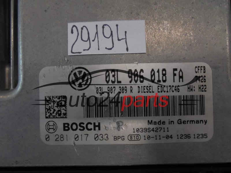 Sterownik silnika Volkswagen Tiguan 2.0 TDI 0281017033 03L906018FA – zdjęcie 2