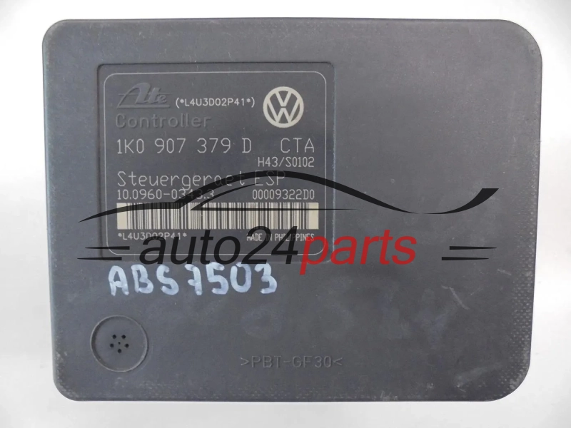 ABS Pump AUDI VOLKSWAGEN SEAT SKODA 1K0 614 517 B, 1K0614517B, ATE 10.0206-0040.4, 10020600404, 1K0 907 379 D, 1K0907379D, ATE 10.0960-0343.3, 10096003433