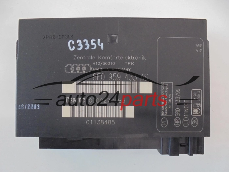 CENTRALKA MODUL KOMFORTU AUDI 8E0959433AS