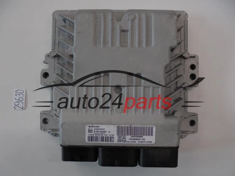 KOMPUTER STEROWNIK SILNIKA CITROEN PEUGEOT 1.6 HDI Continental S180123008 A, S180123008A, 9800268980, HW 9666681180, SID807EVO