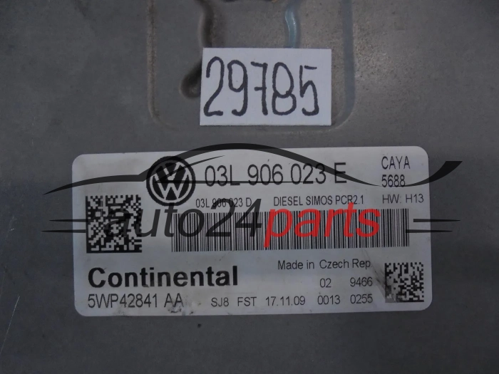 KOMPUTER STEROWNIK SILNIKA VW VOLKSWAGEN POLO 1.6 TDI CONTINENTAL 5WP42841 AA, 5WP42841AA, 03L 906 023 E, 03L906023E, 03L 906 023 D, 03L906023D