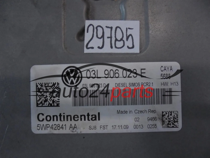 KOMPUTER STEROWNIK SILNIKA VW VOLKSWAGEN POLO 1.6 TDI CONTINENTAL 5WP42841 AA, 5WP42841AA, 03L 906 023 E, 03L906023E, 03L 906 023 D, 03L906023D