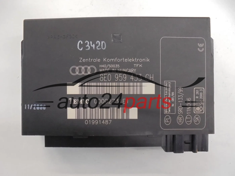 CENTRALKA MODUL STEROWNIK KOMFORTU ZENTRALE KOMFORTELEKTRONIK AUDI A4 8E0959433CH, 8E0 959 433 CH, TEMIC 00002731E1