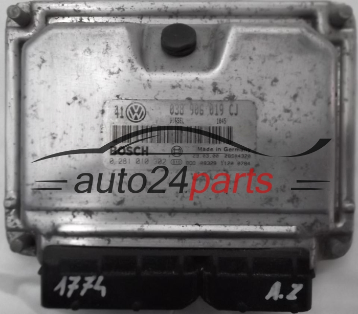 CENTRALINA DO MOTORE VW VOLKSWAGEN GOLF BORA 1.9 TDI AJM 038906019CJ, 038 906 019 CJ, BOSCH 0 281 010 302, 0281010302, DIESEL 1045, 28SA4320