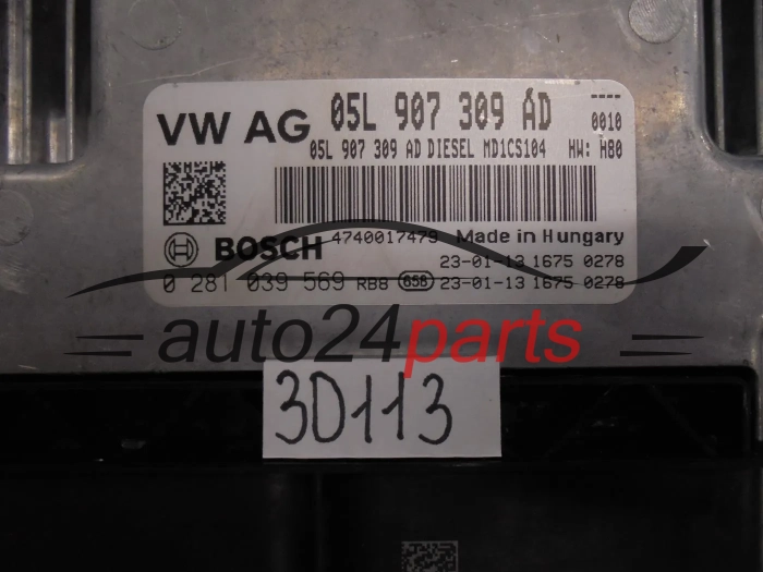 ECU ENGINE CONTROLLER  AUDI 05L907309AD 0281039569