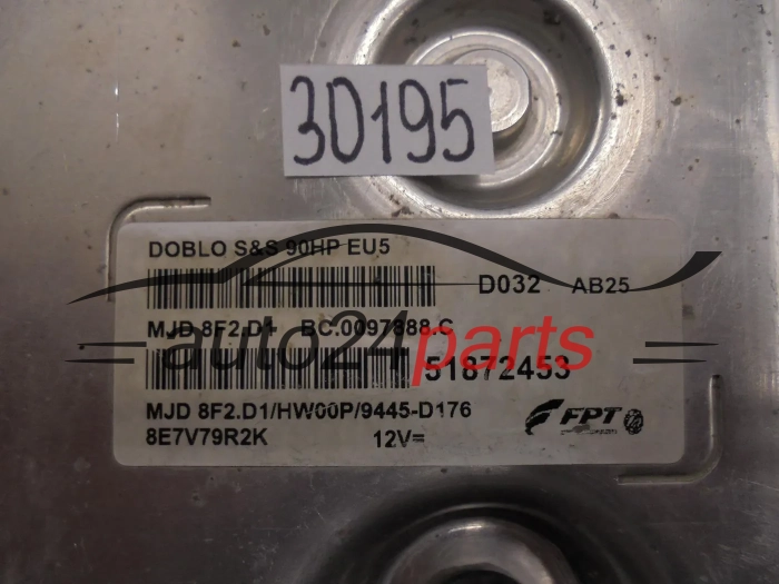KOMPUTER STEROWNIK SILNIKA FIAT DOBLO 51872453, MJD 8F2.D1, MJD8F2D1, BC0097888.C, MJD8F2D1HW00P9445-D176, 8E7-LZL7K