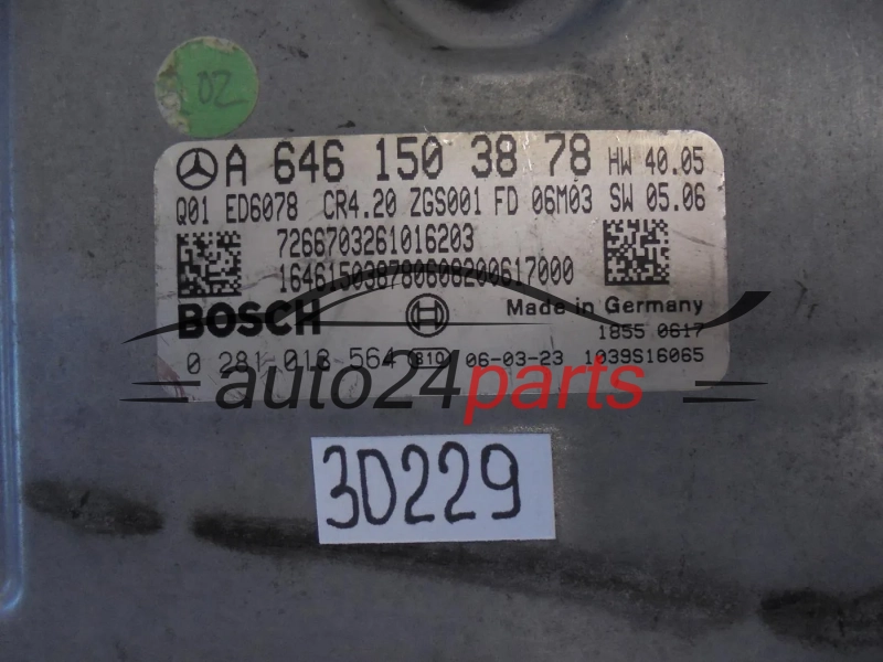 Μονάδα Ελέγχου Κινητήρα MERCEDES BENZ 0281013564 A6461503878