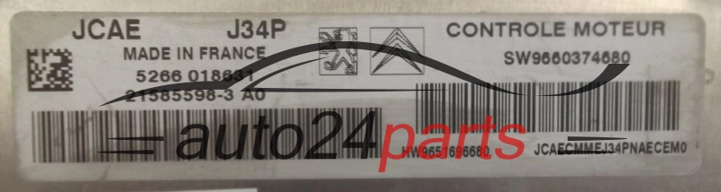 CENTRALINA MOTORE CITROEN PEUGEOT 1.4 Johnson Controls 21585598-3 A0, SW9660374680