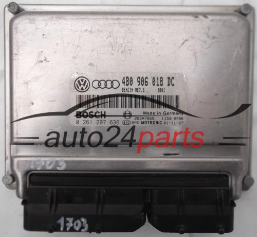 ECU ENGINE CONTROLLER AUDI A4 A6 VW VOLKSWAGEN PASSAT 1.8T 1.8 TURBO 4B0906018DC, 4B0 906 018 DC, BOSCH 0261207636, 0 261 207 636