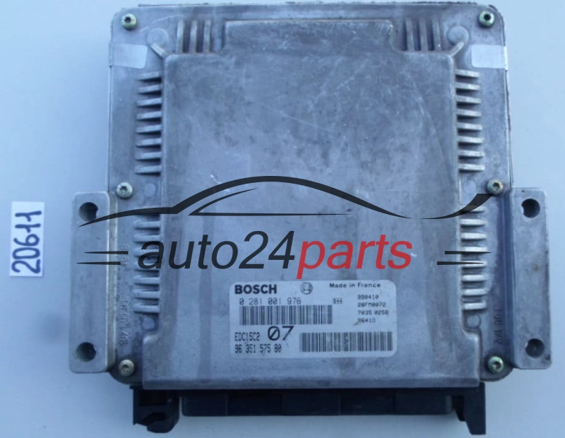 Μονάδα Ελέγχου Κινητήρα CITROEN XSARA PEUGEOT 306 2.0 BOSCH 0281001976, 0 281 001 976, 9635157580, 96 351 575 80, EDC15C2 07